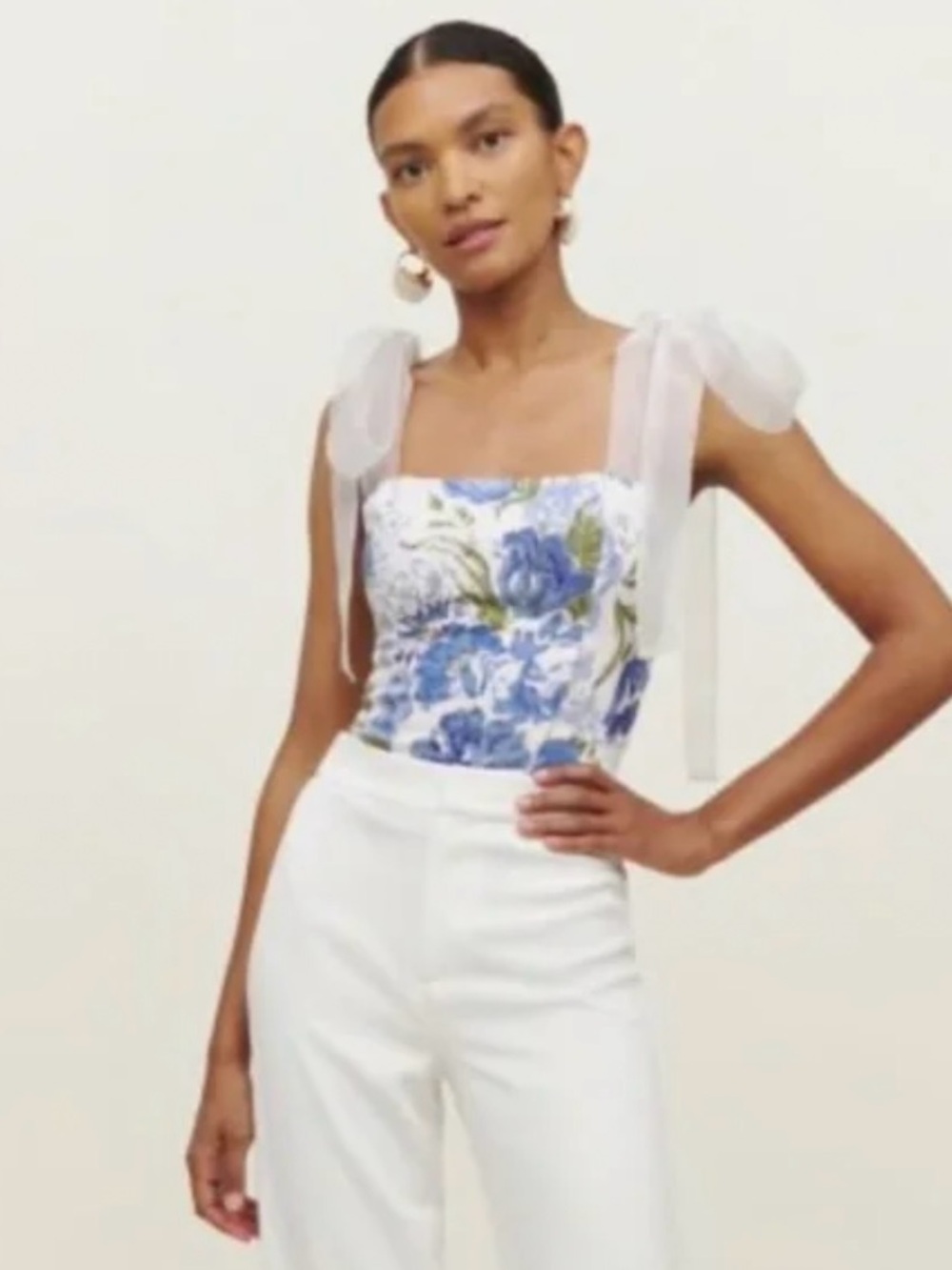 NWT Reformation Zoey Floral Bow Top